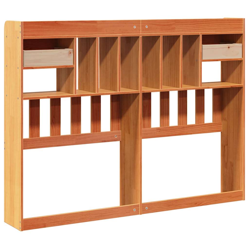Headboard with Storage Solid Wood Pine Wax Brown 160 cm