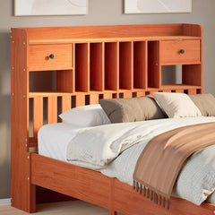 Headboard with Storage Solid Wood Pine Wax Brown 135 cm