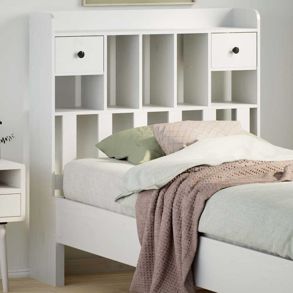 Headboard with Storage Solid Wood Pine White 75 cm