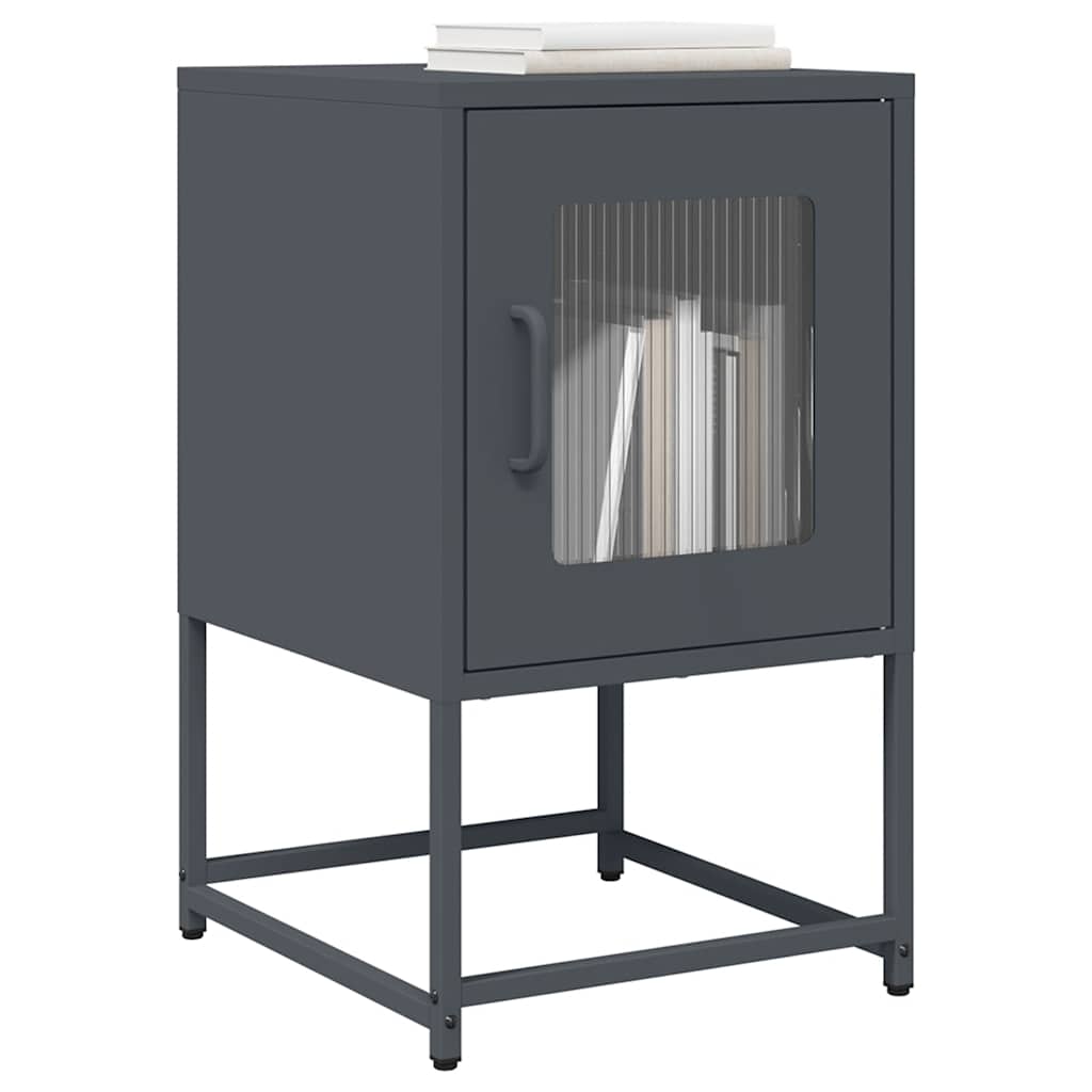 vidaXL Bedside Cabinet Anthracite 36x39x60.5 cm Cold-rolled Steel 1