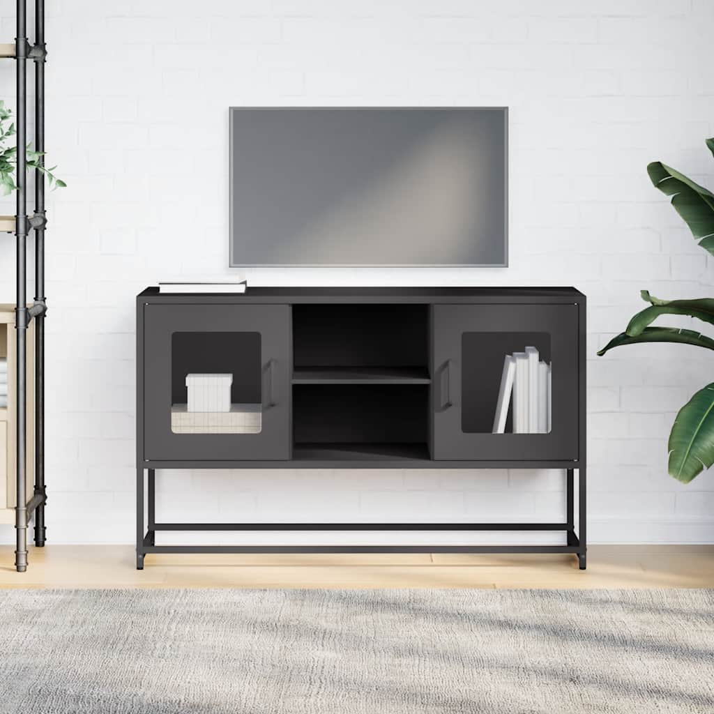 vidaXL TV Cabinet Black 100.5x39x60.5 cm Steel 3