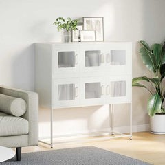 vidaXL Sideboard White 100.5x39x107 cm Cold-rolled Steel 3