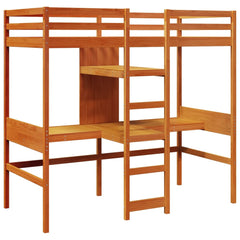 Loft Bed Frame without Mattress Solid Wood Pine Wax brown 80 x 200 cm