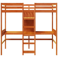 Loft Bed Frame without Mattress Solid Wood Pine Wax brown 80 x 200 cm