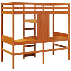 Loft Bed Frame without Mattress Solid Wood Pine Wax brown 80 x 200 cm