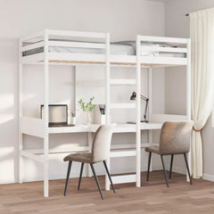 Loft Bed Frame without Mattress Solid Wood Pine White 75 x 190 cm