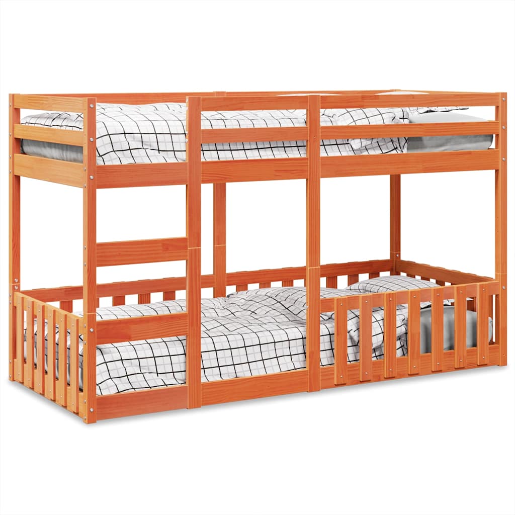 Bunk Bed Solid Wood Pine Wax brown 90 cm 200 cm