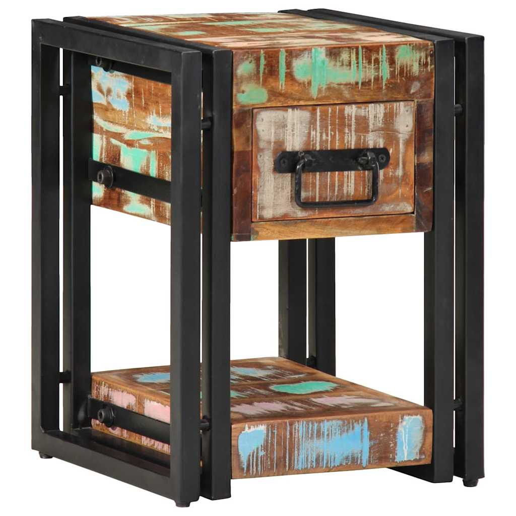 vidaXL Bedside Cabinet Multicolour 30 x 30 x 40 cm Solid Reclaim Wood 3