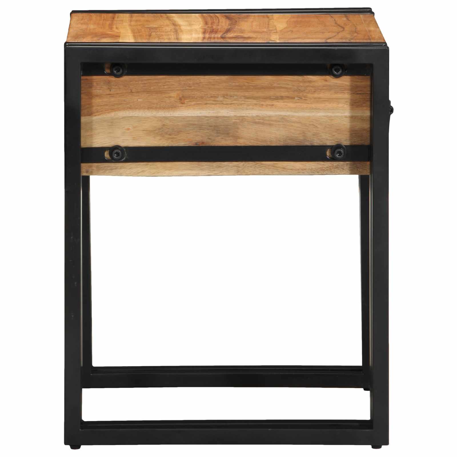 vidaXL End Table Brown and Black 40 x 40 x 50 cm Solid Acacia Wood 4