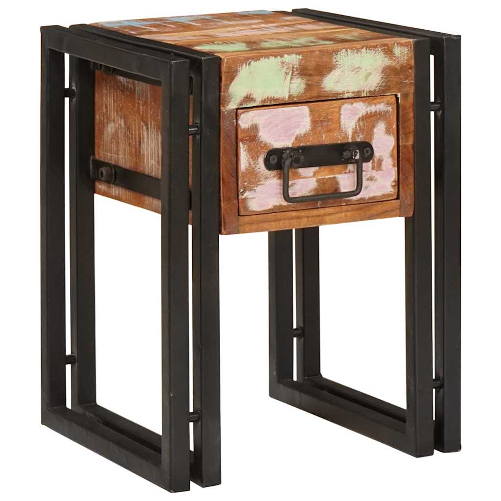 vidaXL End Table with Drawer 30 x 30 x 40 cm Solid Reclaim Wood 1