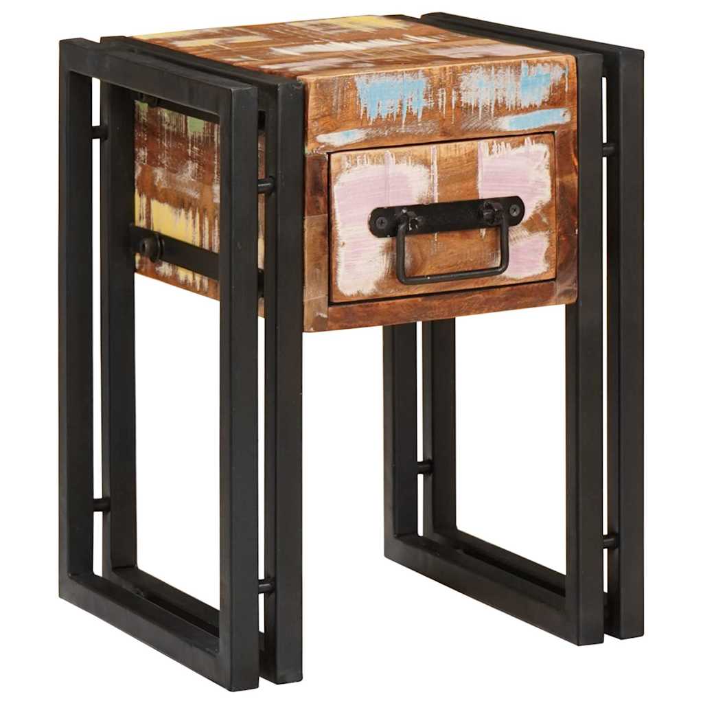 vidaXL End Table with Drawer 30 x 30 x 40 cm Solid Reclaim Wood 2
