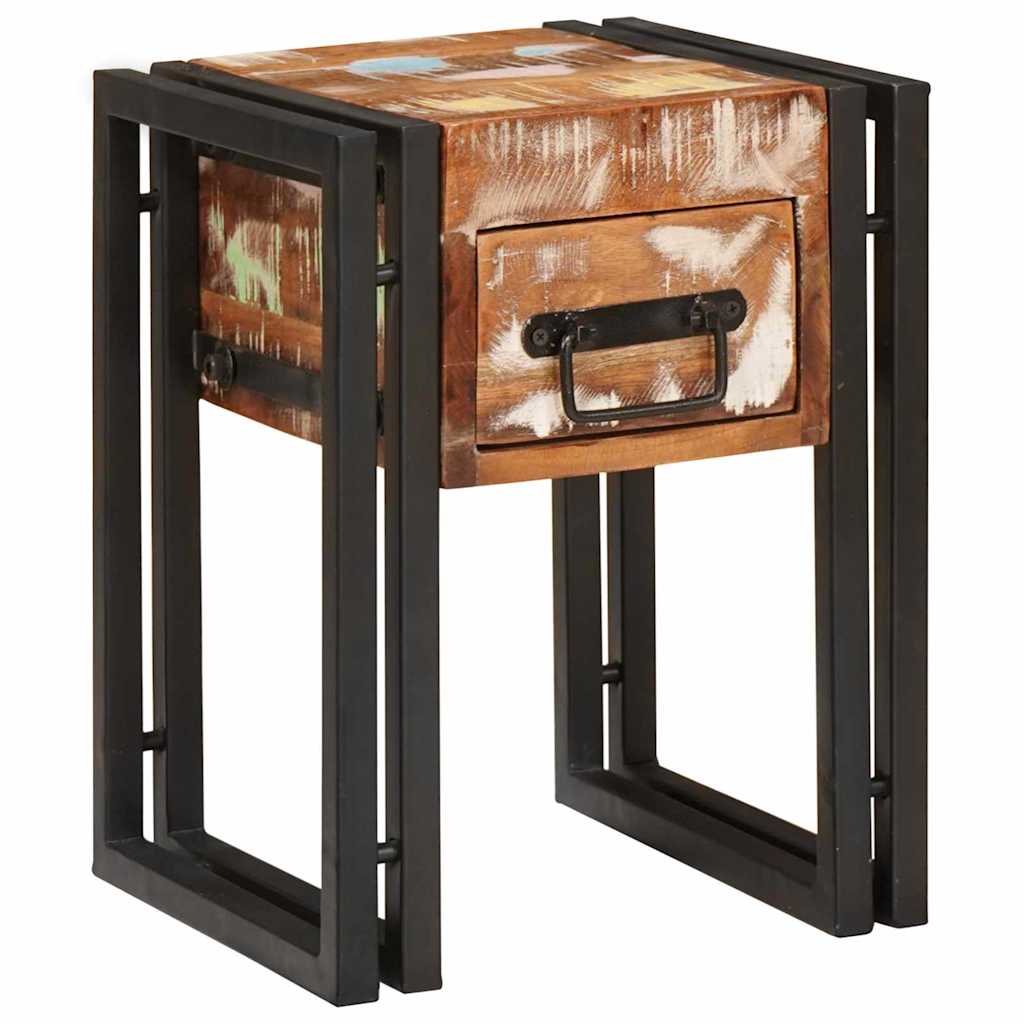 vidaXL End Table with Drawer 30 x 30 x 40 cm Solid Reclaim Wood 3