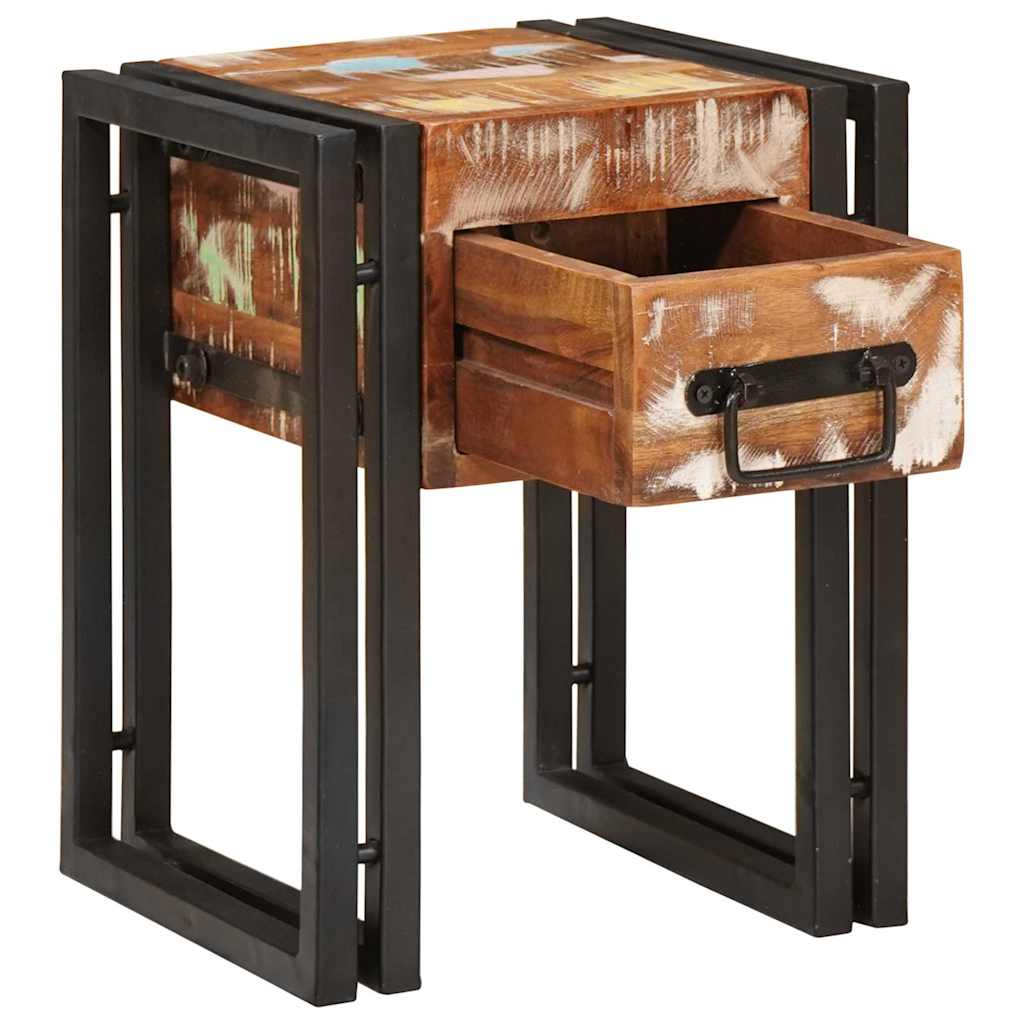 vidaXL End Table with Drawer 30 x 30 x 40 cm Solid Reclaim Wood 4