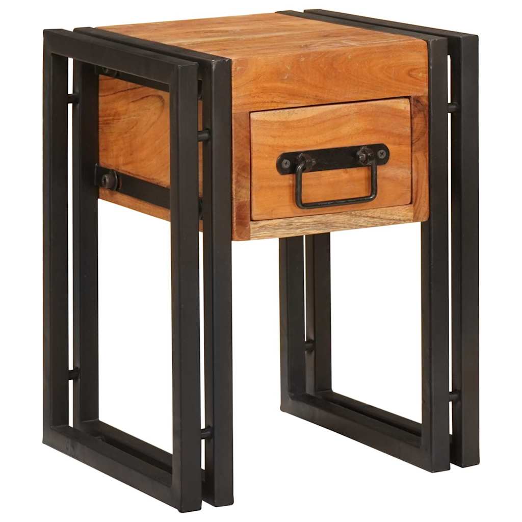 vidaXL End Table Brown and Black 30 x 30 x 40 cm Solid Acacia Wood 1
