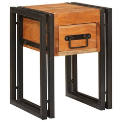 vidaXL End Table Brown and Black 30 x 30 x 40 cm Solid Acacia Wood 1