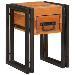 vidaXL End Table Brown and Black 30 x 30 x 40 cm Solid Acacia Wood 2