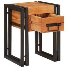vidaXL End Table Brown and Black 30 x 30 x 40 cm Solid Acacia Wood 4