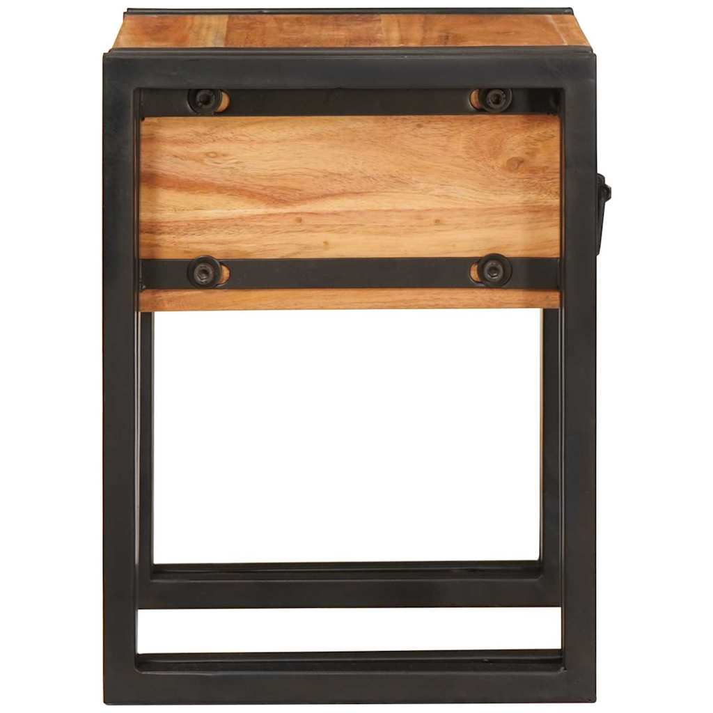 vidaXL End Table Brown and Black 30 x 30 x 40 cm Solid Acacia Wood 6