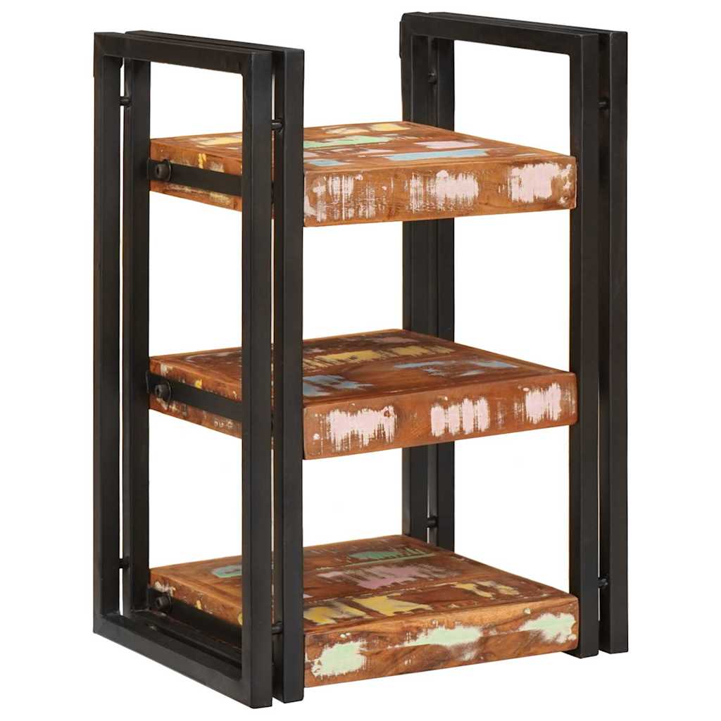 vidaXL Bedside Table Brown and Black Solid Reclaim wood 3