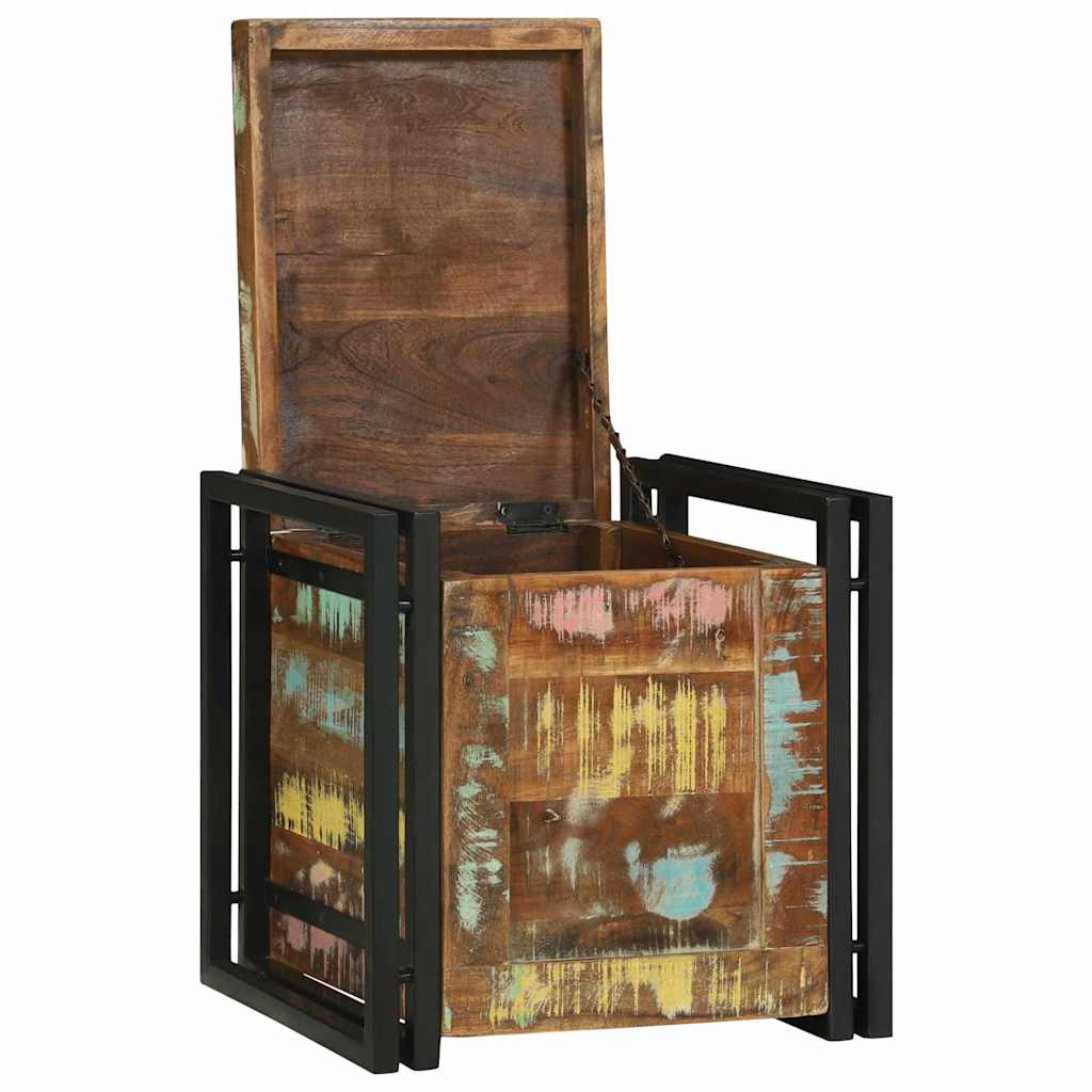 vidaXL Storage Box Brown and Black 40 x 40 x 40 cm Solid Acacia Wood 2