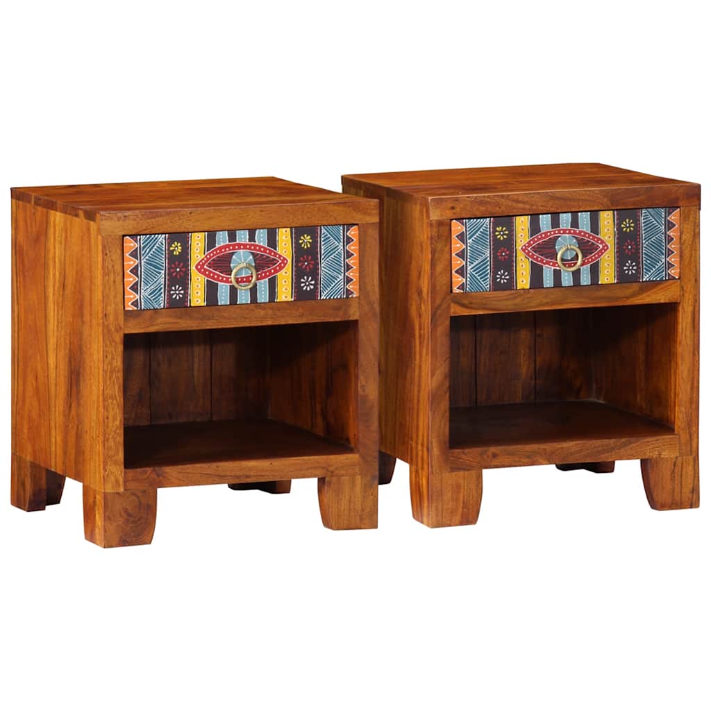 vidaXL Bedside Cabinet 2 pcs 40x35x45 cm Solid Wood Acacia 1