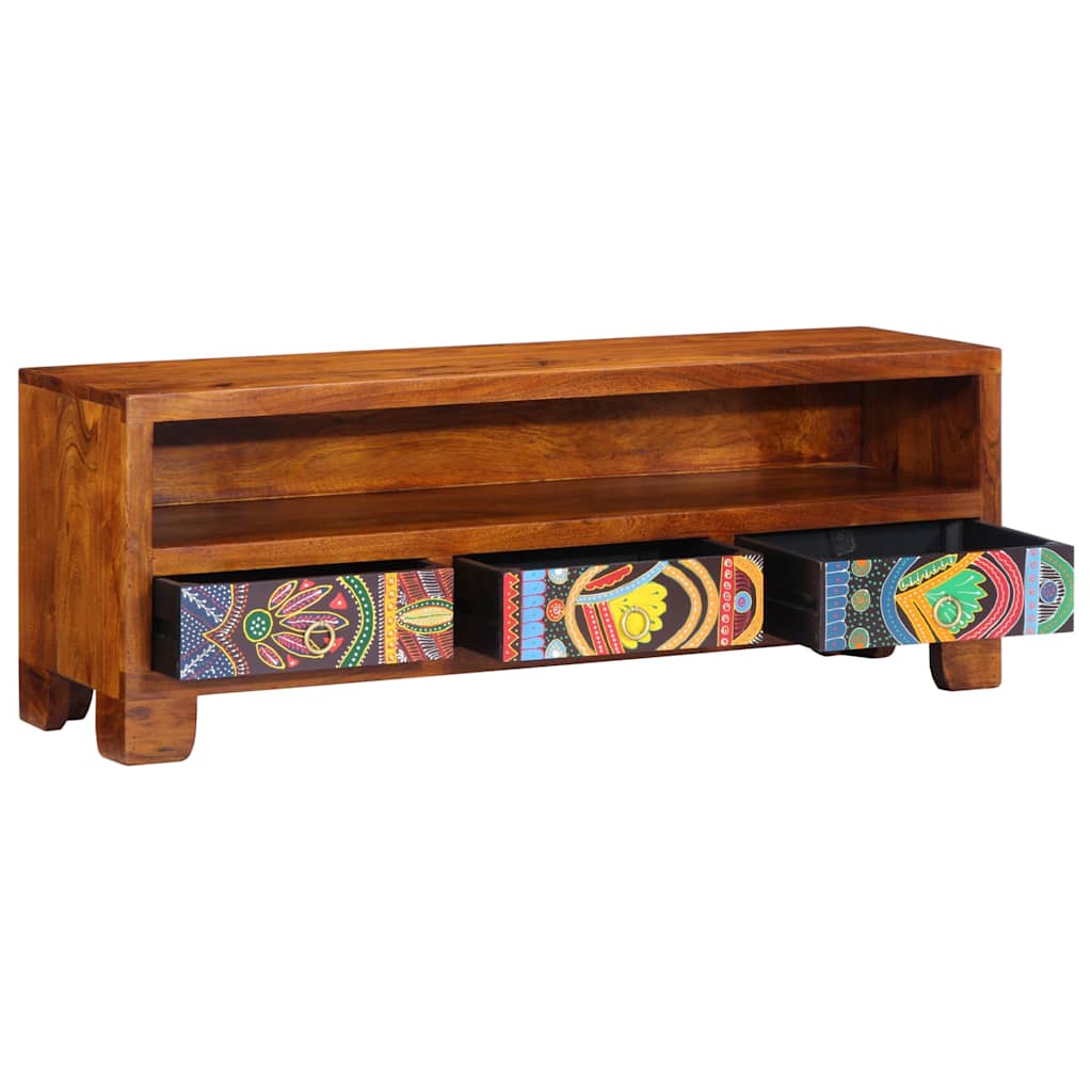TV Cabinet Multicolour 110x30x40 Solid Wood Acacia, image 4
