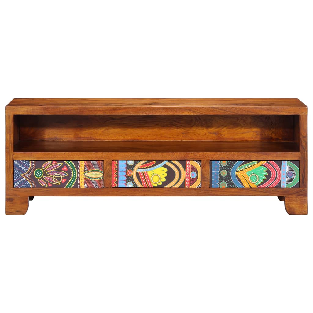 TV Cabinet Multicolour 110x30x40 Solid Wood Acacia, image 5