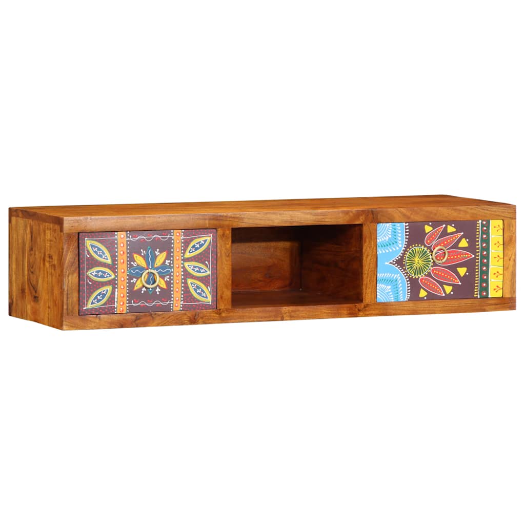 Wall-mounted TV Cabinet Multicolour 100x30x22 Solid Wood Acacia, image 2