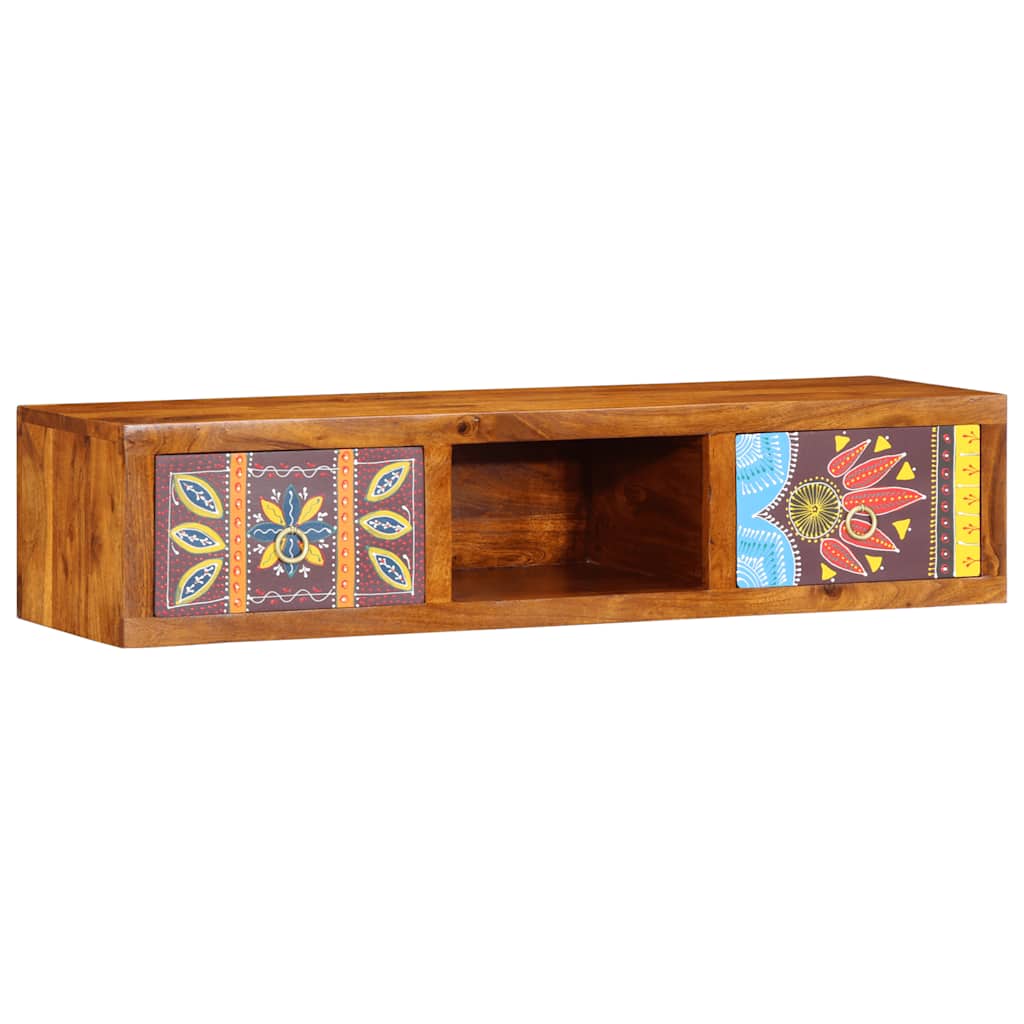 Wall-mounted TV Cabinet Multicolour 100x30x22 Solid Wood Acacia, image 3