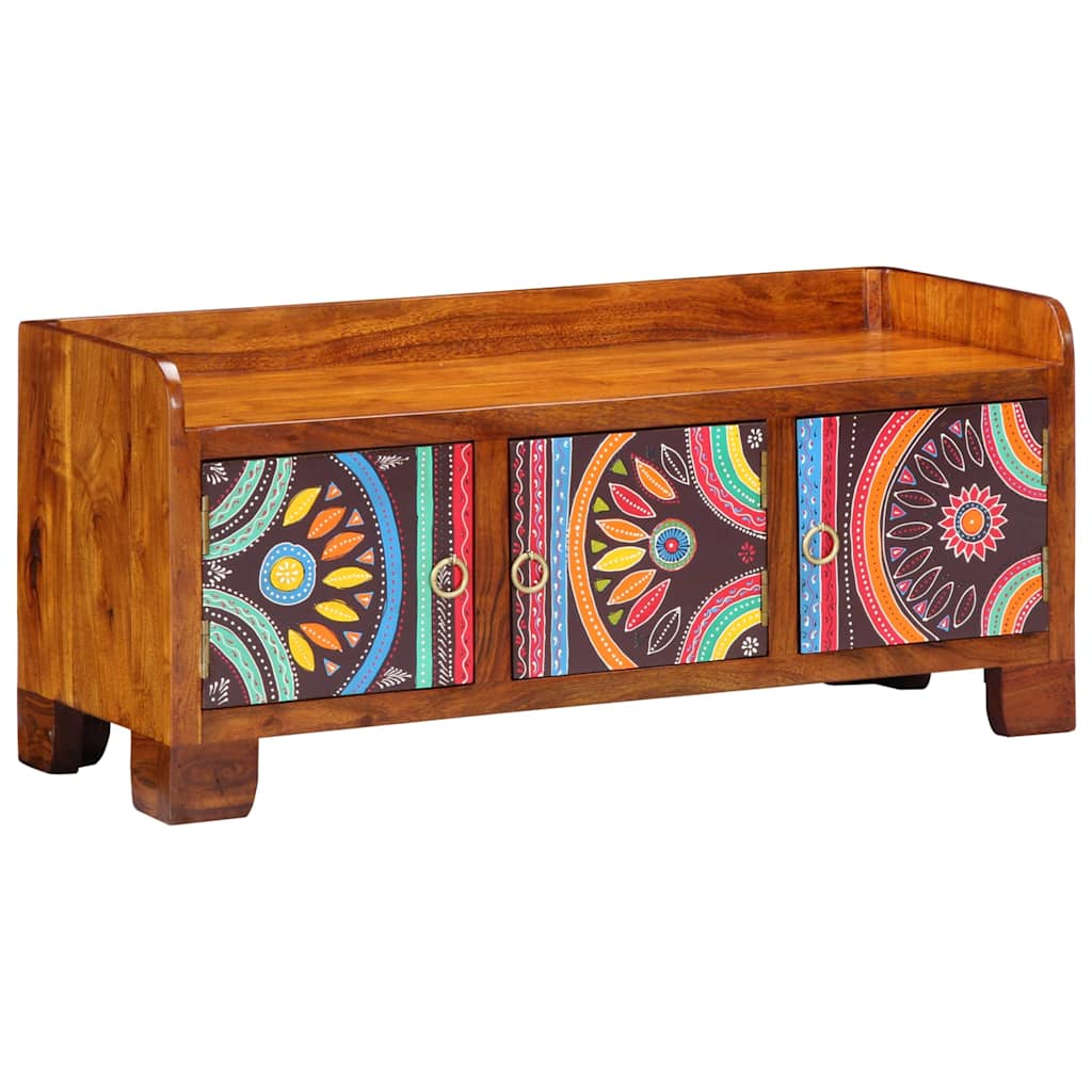 vidaXL Shoe Cabinet Multicolour 90 x 35 x 40 cm Solid Acacia Wood 1