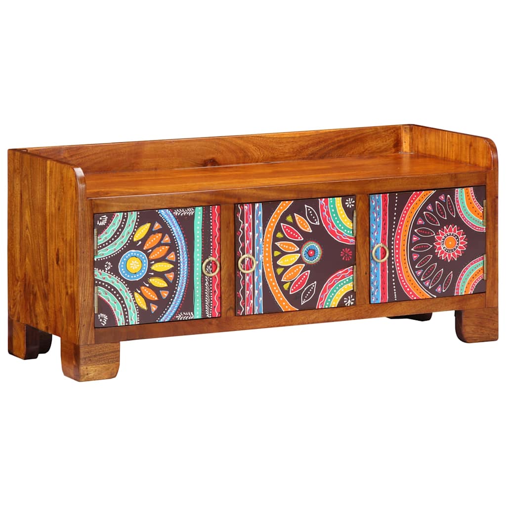 vidaXL Shoe Cabinet Multicolour 90 x 35 x 40 cm Solid Acacia Wood 2
