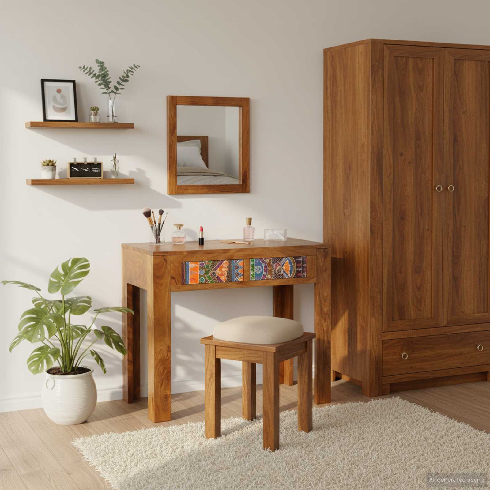 vidaXL Dressing Table Brown 90 x 45 x 75 cm Solid Acacia Wood 1