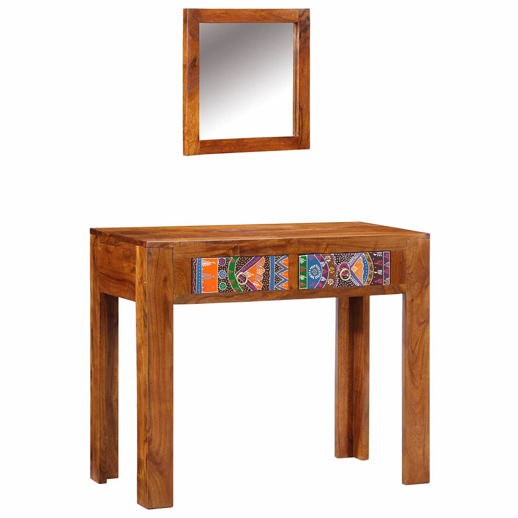vidaXL Dressing Table Brown 90 x 45 x 75 cm Solid Acacia Wood 4