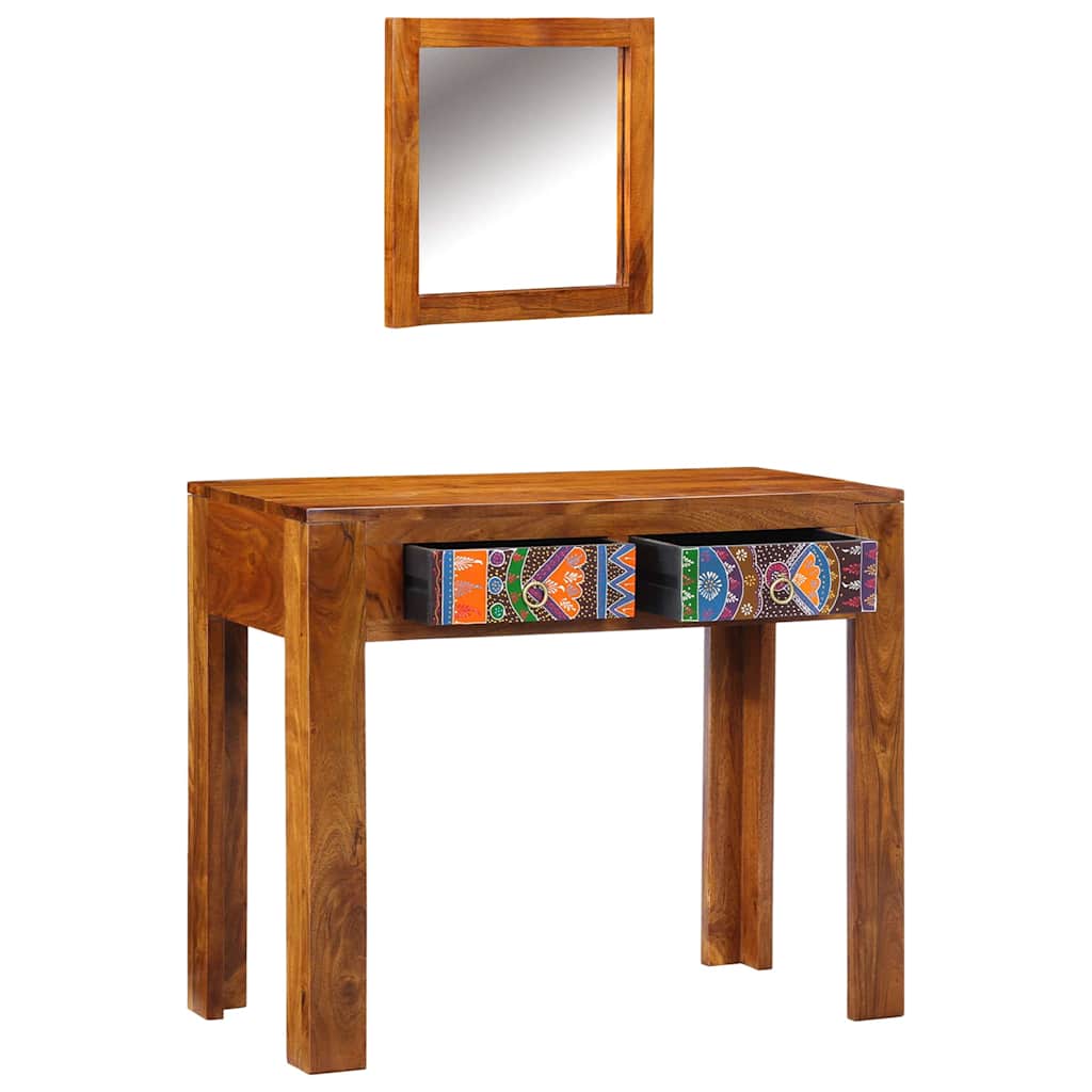 vidaXL Dressing Table Brown 90 x 45 x 75 cm Solid Acacia Wood 5