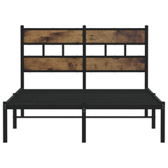 Metal Bed Frame without Mattress Smoked Oak Length 190 cm with Headboard 120 cm