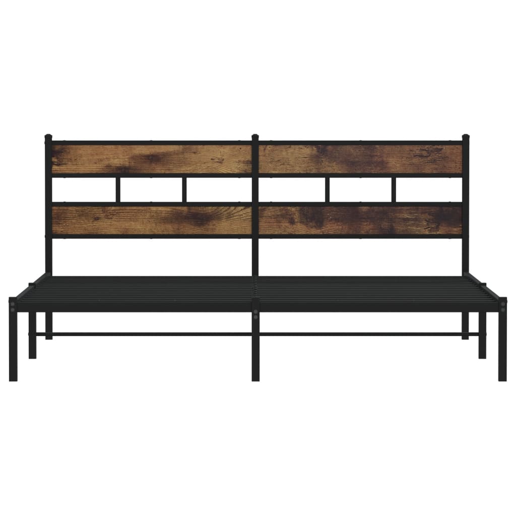 Metal Bed Frame without Mattress 183x213 cm Smoked Oak With headboard