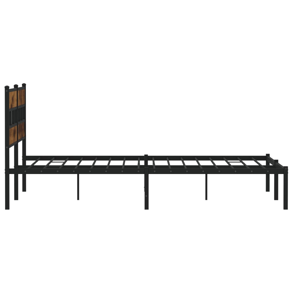 Metal Bed Frame without Mattress 183x213 cm Smoked Oak With headboard