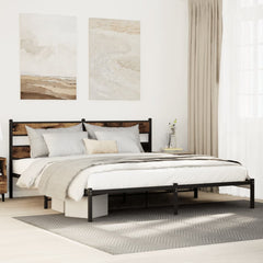 Metal Bed Frame without Mattress 183x213 cm Smoked Oak With headboard