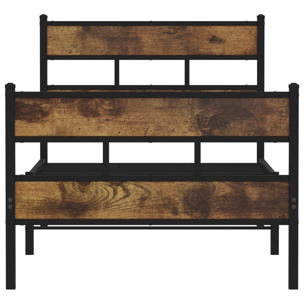 vidaXL Metal Bed Frame without Mattress Smoked Oak 75x190 cm Small Single 4