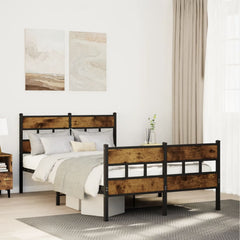 Metal Bed Frame without Mattress Smoked Oak Length 190 cm with Headboard & Footboard 120 cm