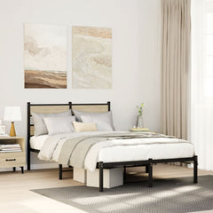 vidaXL Metal Bed Frame without Mattress Sonoma Oak Length 190 cm with Headboard