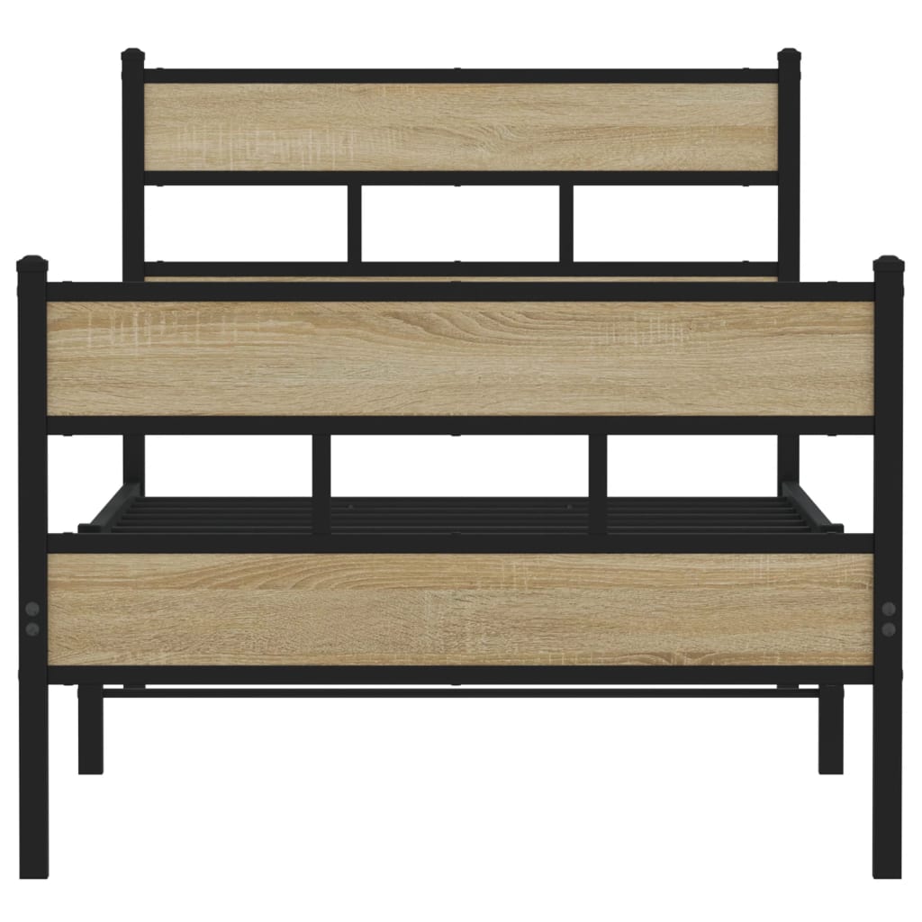 vidaXL Metal Bed Frame without Mattress Sonoma Oak 75x190 cm Small Single 4