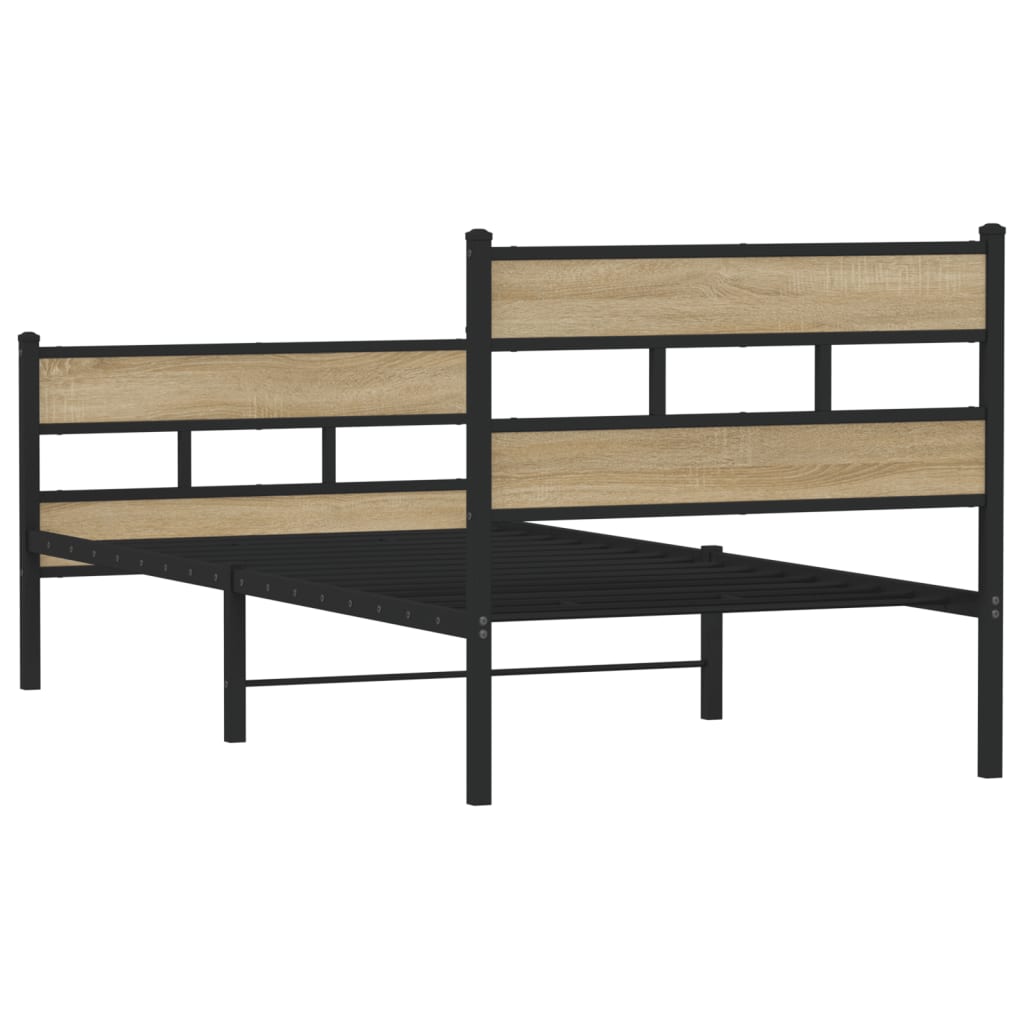 vidaXL Metal Bed Frame without Mattress Sonoma Oak 75x190 cm Small Single 6
