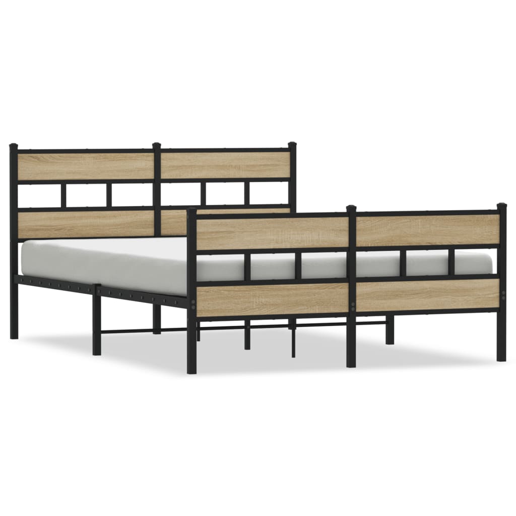 Metal Bed Frame without Mattress Sonoma Oak Length 200 cm with Headboard & Footboard 140 cm