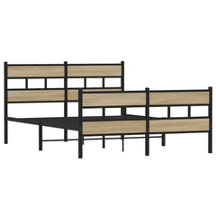 Metal Bed Frame without Mattress Sonoma Oak Length 200 cm with Headboard & Footboard 140 cm