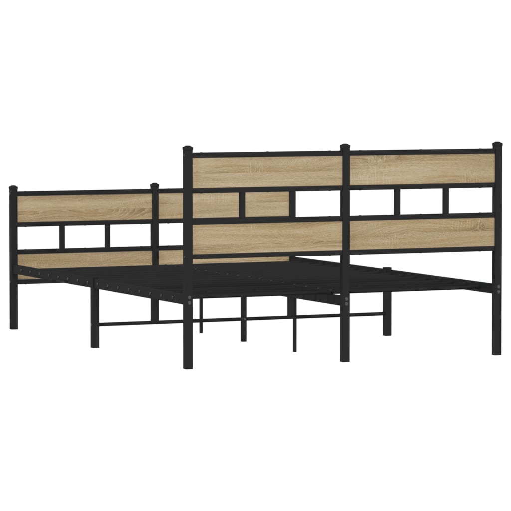 Metal Bed Frame without Mattress Sonoma Oak Length 200 cm with Headboard & Footboard 140 cm