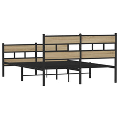 Metal Bed Frame without Mattress Sonoma Oak Length 200 cm with Headboard & Footboard 140 cm