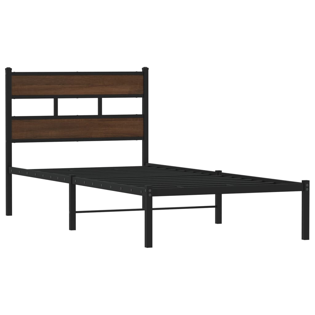 vidaXL Bed Frame without Mattress with Headboard Brown Oak 80x200 cm 3