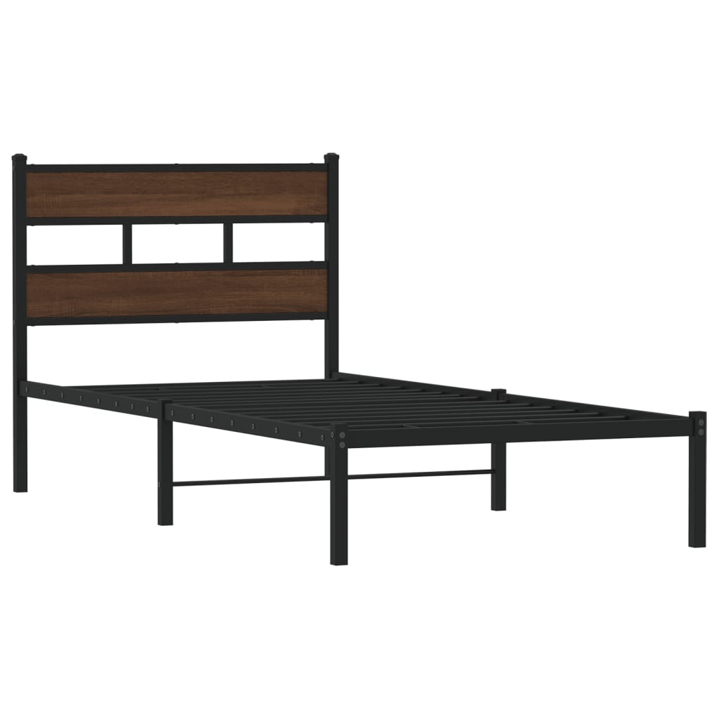 Bed Frame without Mattress Brown Oak Length 190 cm with Headboard 90 cm