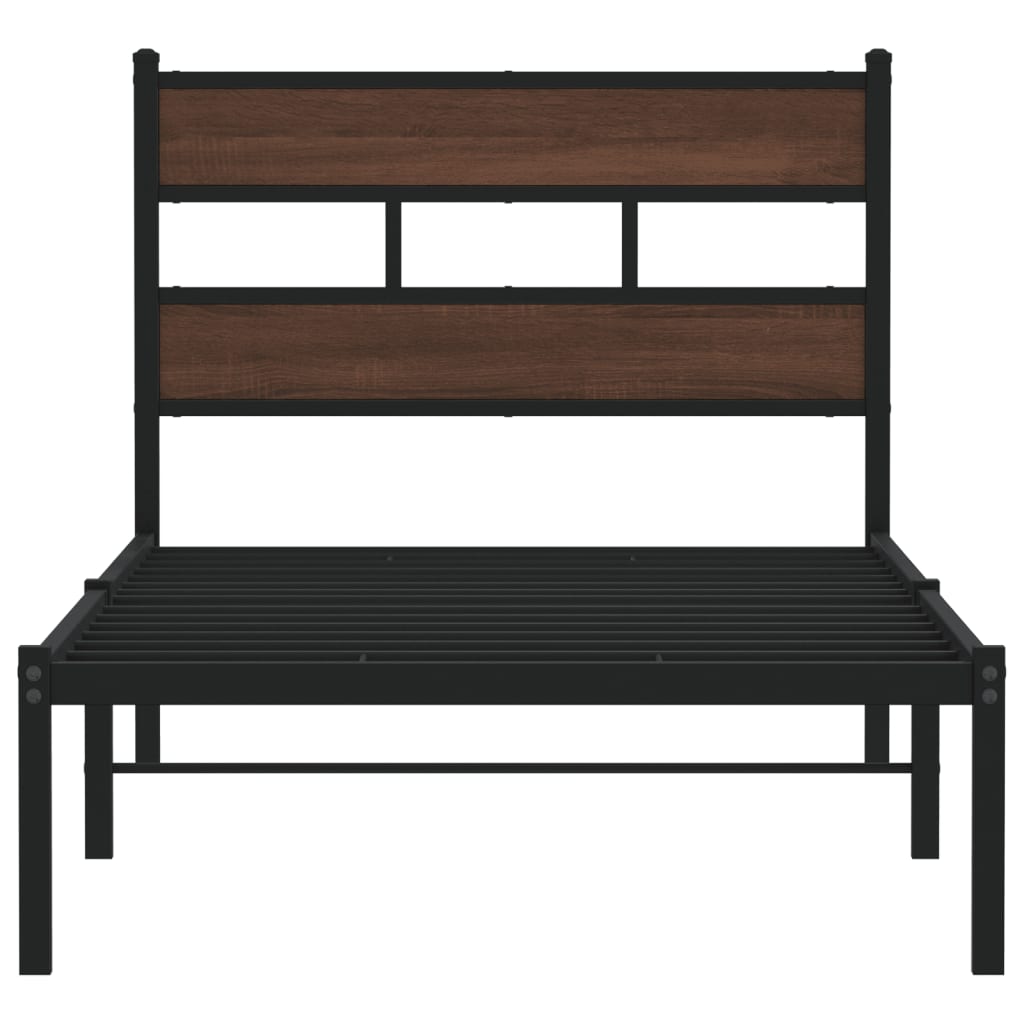 vidaXL Bed Frame without Mattress with Headboard Brown Oak 90x190 cm Single 4